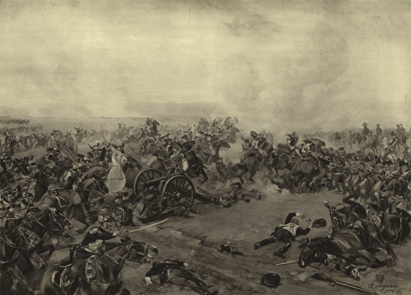 Slaget ved Waterloo, 1815 (gravyr) av Henri Louis Dupray