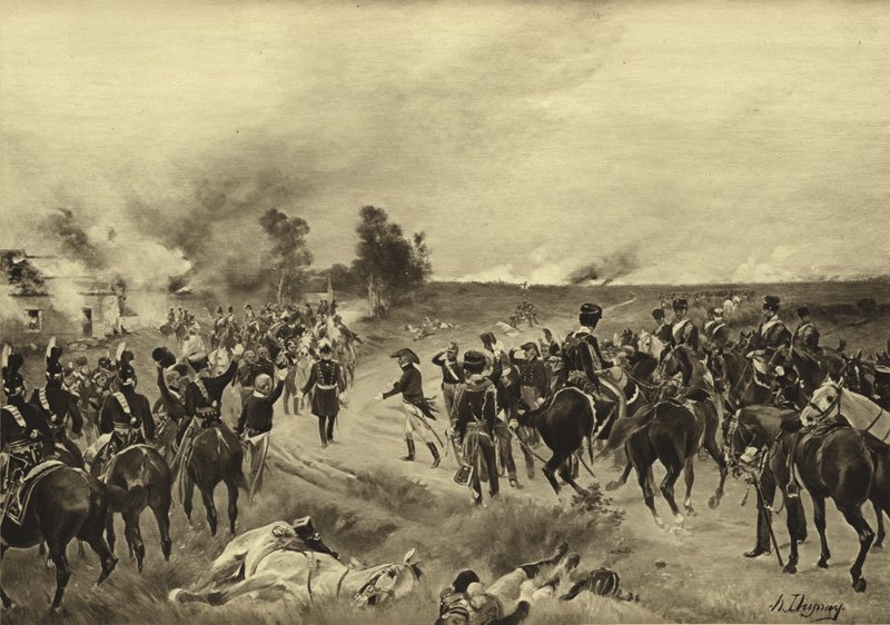 Slaget ved Waterloo, 1815 (gravyr) av Henri Louis Dupray