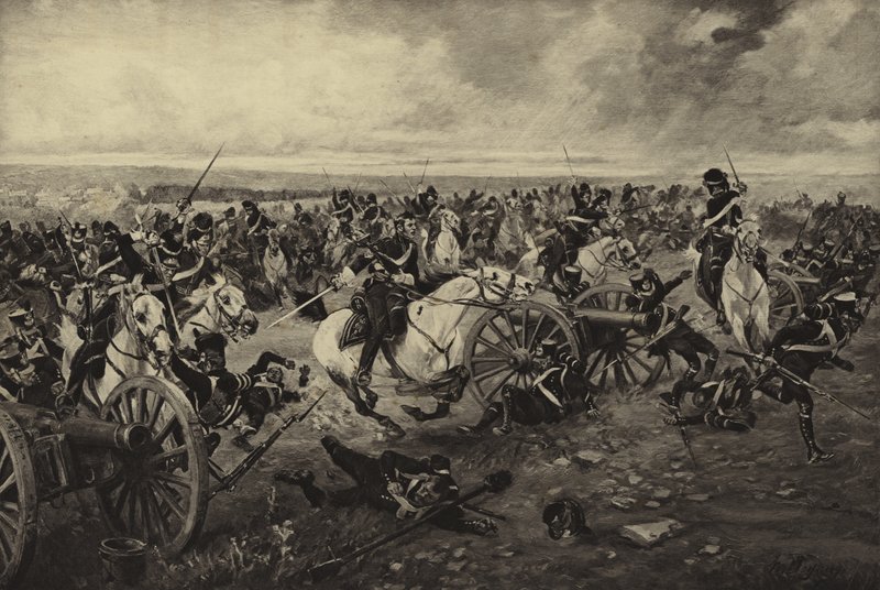 Slaget ved Waterloo, 1815 (gravyr) av Henri Louis Dupray