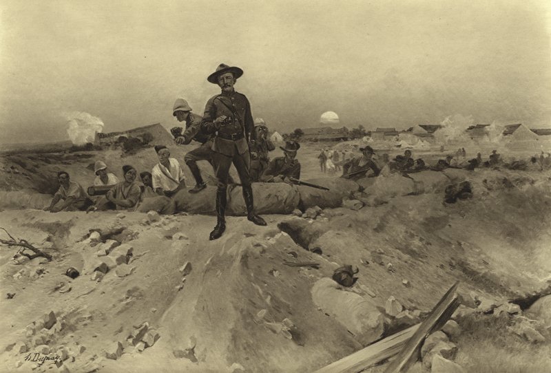 Siege of Mafeking, 1900 (gravyr) av Henri Louis Dupray