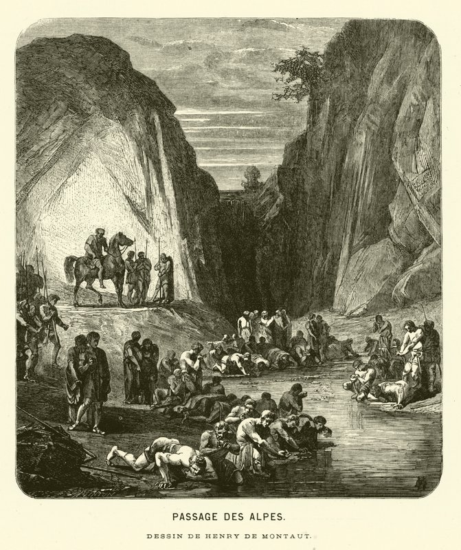 Krysser Alpene (gravering) av Henri de (after) Montaut