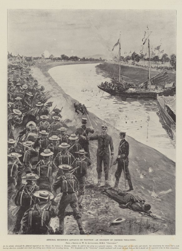 Admiral Seymours fremskritt om Tientsin, en hendelse av kinesisk forræderi av Henry Charles Seppings Wright