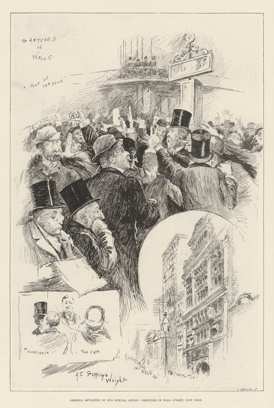 Amerika besøkt av Our Special Artist, Sketches i Wall Street, New York av Henry Charles Seppings Wright
