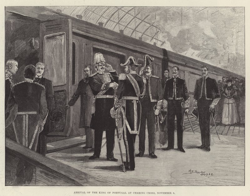 Ankomst av kongen av Portugal ved Charing Cross, 6. november av Henry Charles Seppings Wright