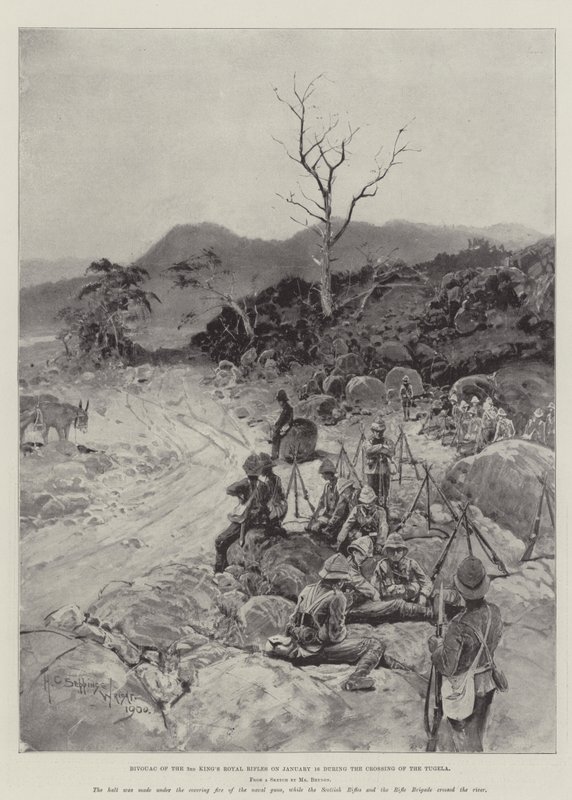 Bivuakk av den tredje kongens kongelige rifler 16. januar under krysset av Tugela av Henry Charles Seppings Wright