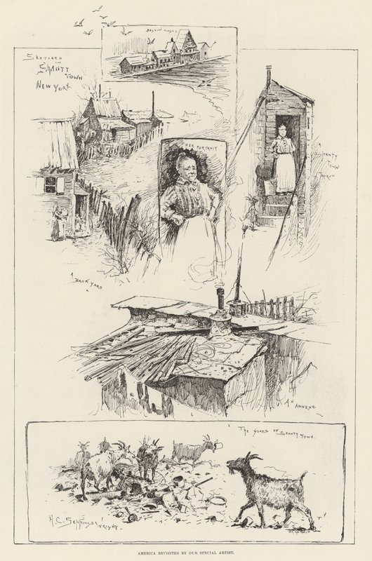 Skisser i Shanty Town, New York av Henry Charles Seppings Wright
