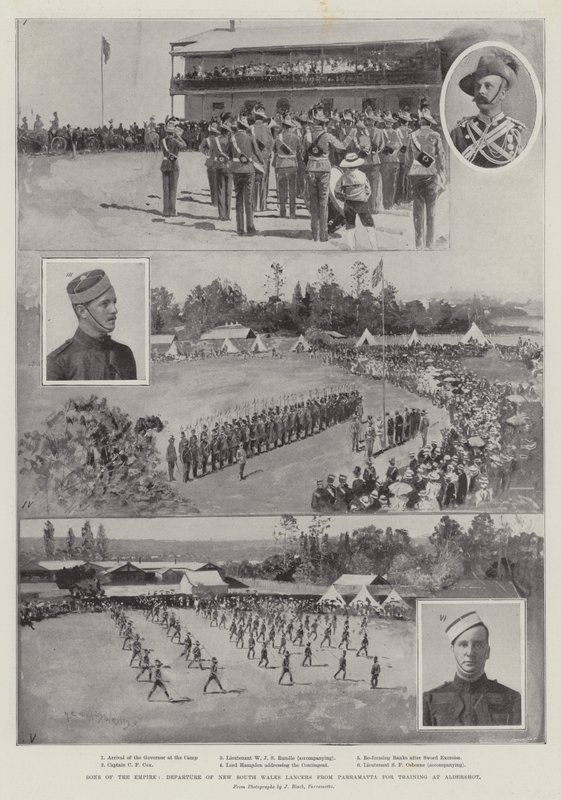 Sons of the Empire, avgang av New South Wales Lancers fra Parramatta for trening på Aldershot av Henry Charles Seppings Wright
