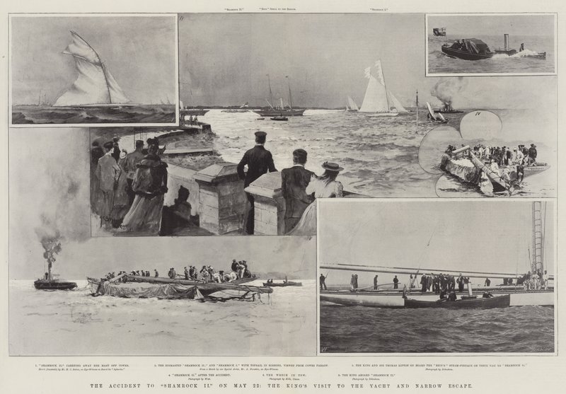 Ulykken med Shamrock II 22. mai, Kongens besøk til yachten og Narrow Escape av Henry Charles Seppings Wright