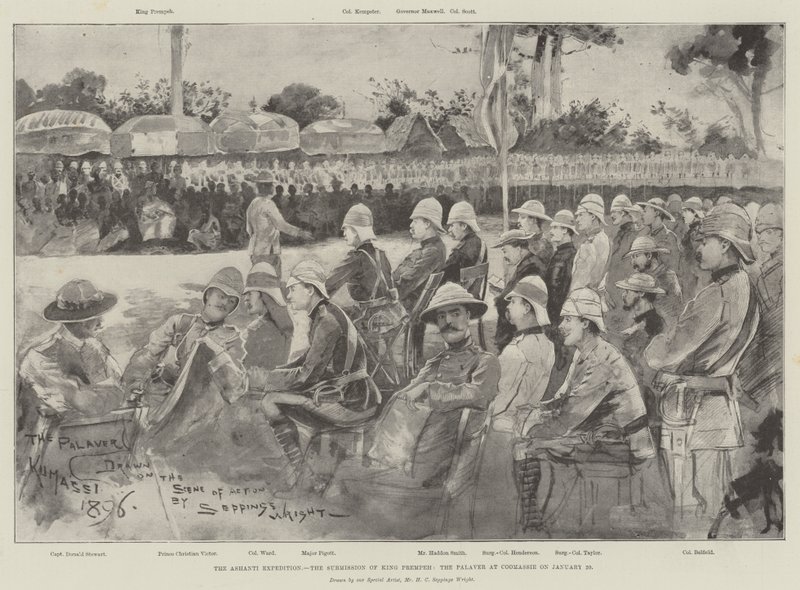 Ashanti-ekspedisjonen, underkastelsen av kong Prempeh, Palaver ved Coomassie 20. januar av Henry Charles Seppings Wright