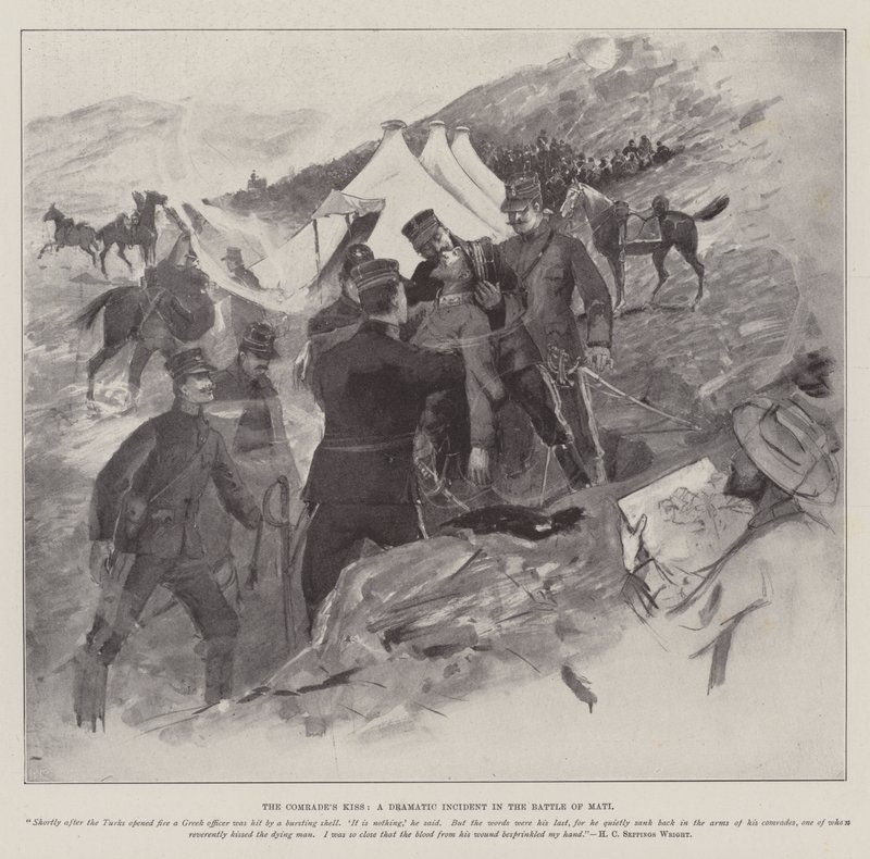 Kameratens kyss, en dramatisk hendelse i slaget ved Mati av Henry Charles Seppings Wright