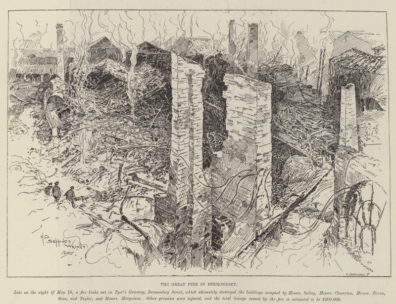 Den store brannen i Bermondsey av Henry Charles Seppings Wright