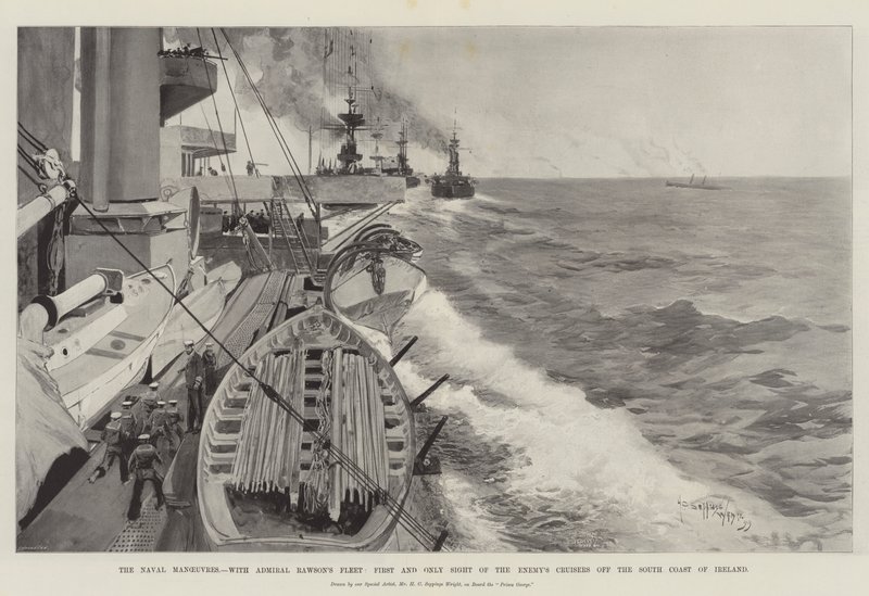 Sjømanøvrene, med admiral Rawsons flåte, første og eneste syn på fiendens kryssere utenfor Irlands sørkyst av Henry Charles Seppings Wright