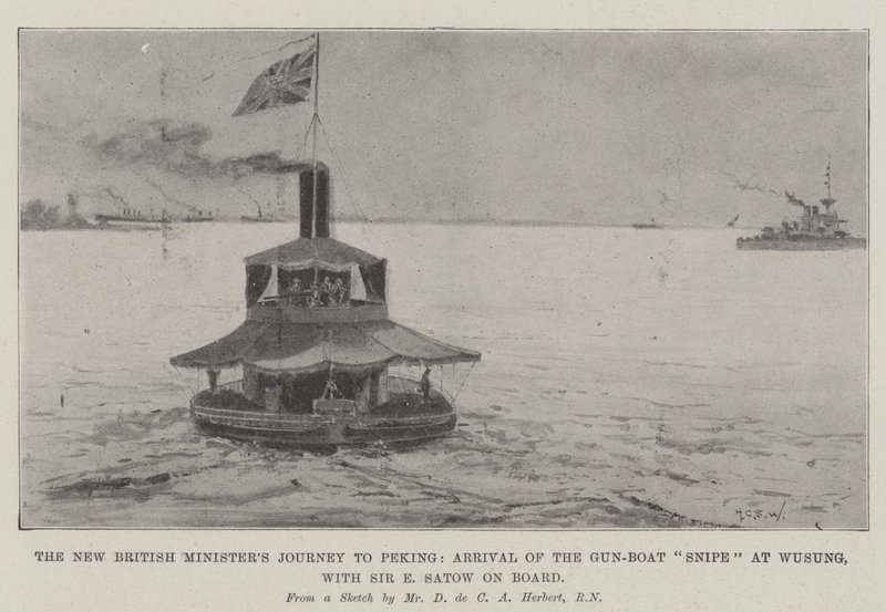 Den nye britiske ministerens reise til Peking, Ankomst av Gun-Boat Snipe til Wusung, med Sir E Satow om bord av Henry Charles Seppings Wright