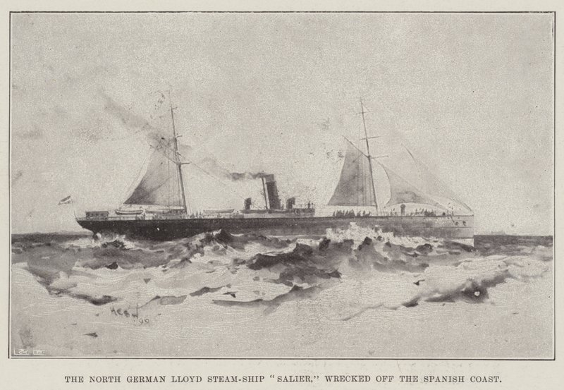 Det nordtyske Lloyd Steam-Ship Salier, vraket utenfor den spanske kysten av Henry Charles Seppings Wright