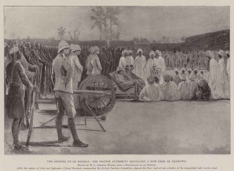 Åpningen av Nigeria, den britiske myndigheten installerer en ny Amir av Adamawa av Henry Charles Seppings Wright