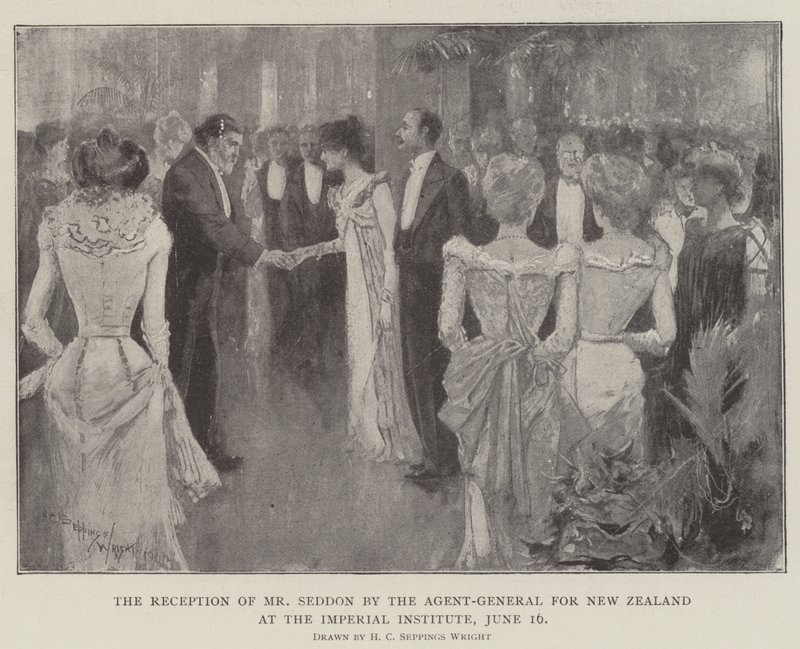 Mottakelsen av Mr Seddon av generalagenten for New Zealand ved Imperial Institute, 16. juni av Henry Charles Seppings Wright