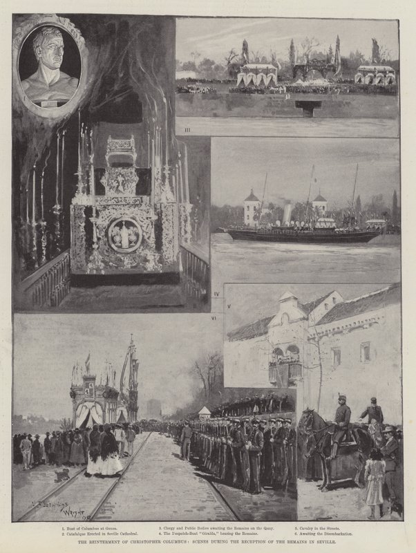 Reinterment av Christopher Columbus, scener under mottak av restene i Sevilla av Henry Charles Seppings Wright