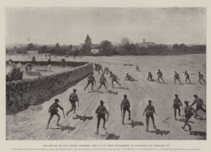 The Return of Our Citizen Soldiers, CIVs første forlovelse i Jacobsdal 16. februar av Henry Charles Seppings Wright
