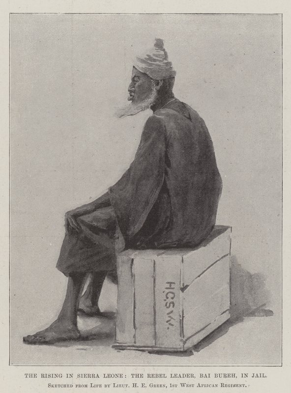 The Rising i Sierra Leone, opprørslederen, Bai Bureh, i fengsel av Henry Charles Seppings Wright
