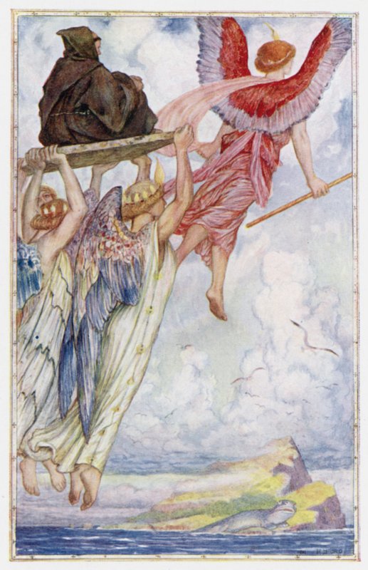Raphael og englene bærer St Senan til øya av Henry Justice Ford