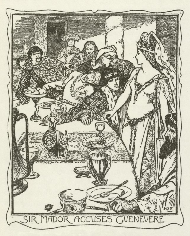Sir Mador anklager Guenevere av Henry Justice Ford