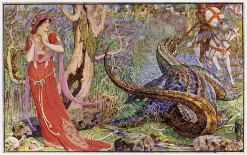 St George redder prinsessen fra den grusomme dragen av Henry Justice Ford