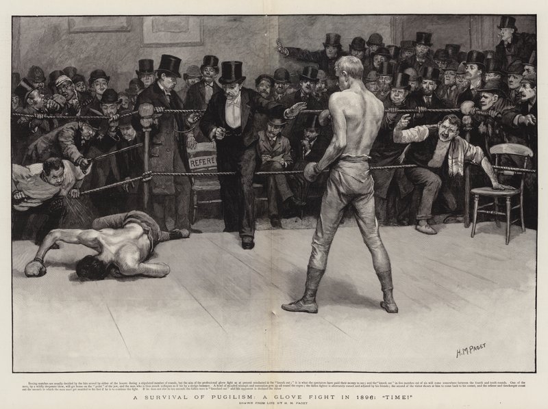 A Survival of Pugilism, a Glove Fight in 1896, Time! av Henry Marriott Paget