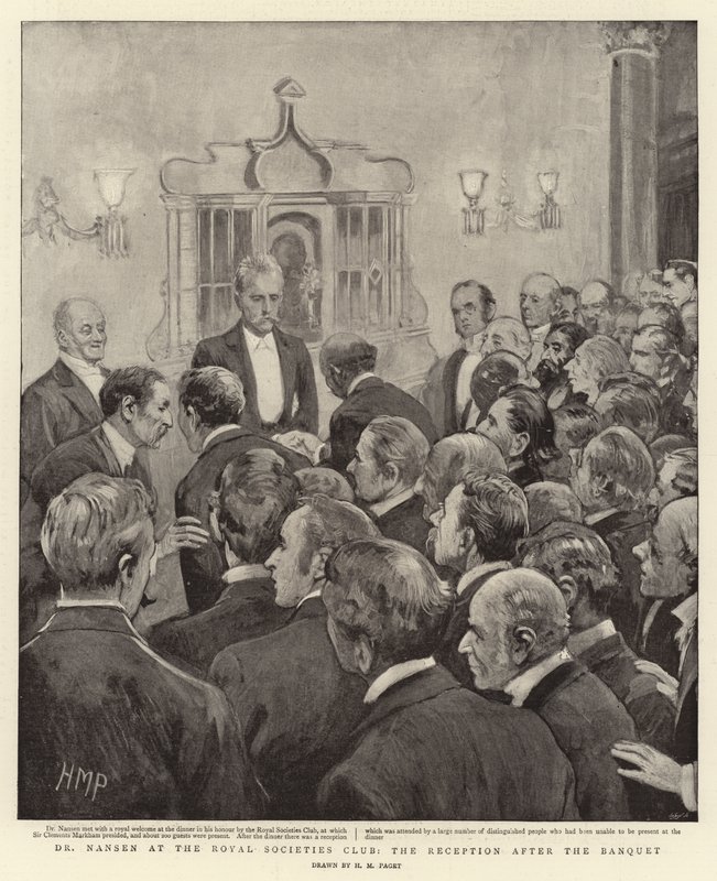 Dr Nansen ved Royal Societies Club, resepsjonen etter banketten av Henry Marriott Paget