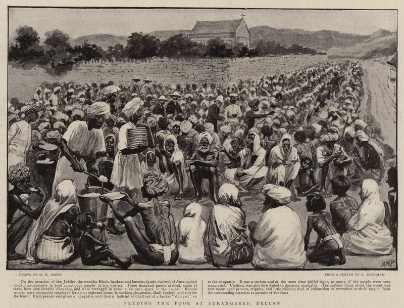 Mate de fattige i Aurangabad, Deccan av Henry Marriott Paget