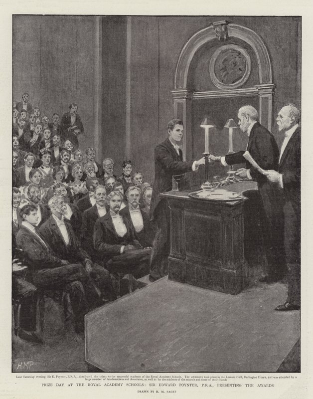 Prisdagen på Royal Academy Schools, Sir Edward Poynter, PRA, overrekker prisene av Henry Marriott Paget