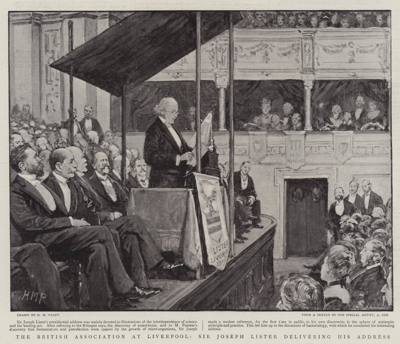 Den britiske foreningen i Liverpool, Sir Joseph Lister holder sin tale av Henry Marriott Paget