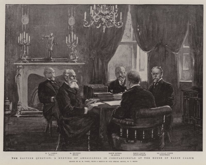 The Eastern Question, et ambassadørmøte i Konstantinopel i huset til baron Calice av Henry Marriott Paget