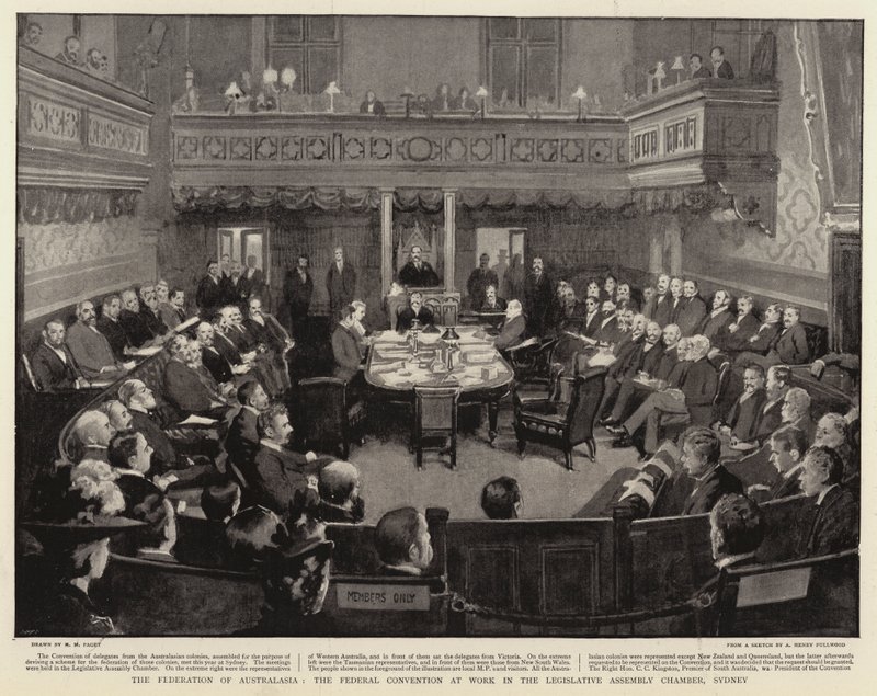 Federation of Australasia, Federal Convention at Work i den lovgivende forsamlingskammeret, Sydney av Henry Marriott Paget