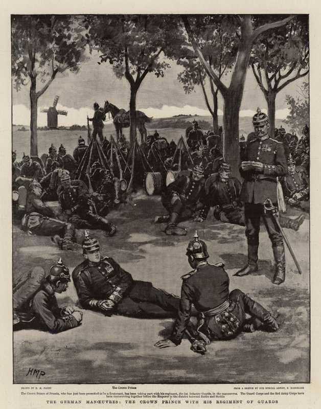 De tyske manøvrene, kronprinsen med sitt garderegiment av Henry Marriott Paget