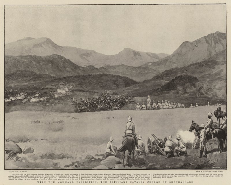 Med Mohmand-ekspedisjonen, den strålende kavaleriet ved Shankargarh av Henry Marriott Paget