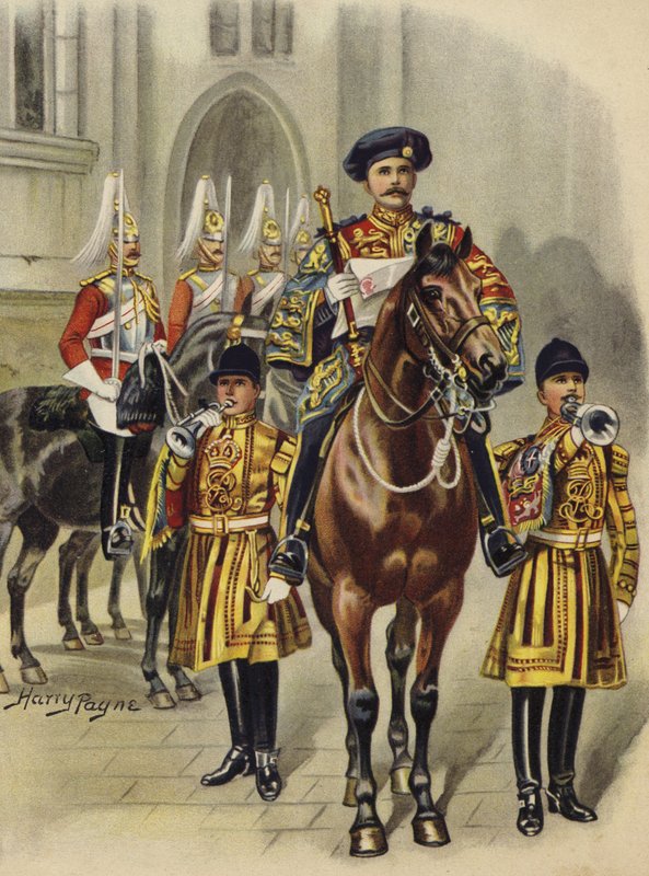 Utroper George V til konge av England, 1910 (chromolitho) av Henry Payne
