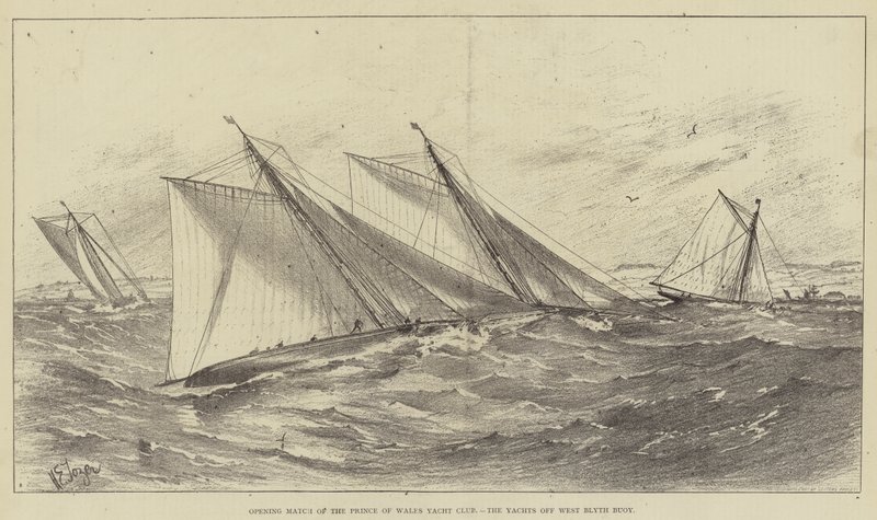 Åpningskamp for Prince of Wales Yacht Club, yachtene utenfor West Blyth Buoy av Henry Spernon Tozer