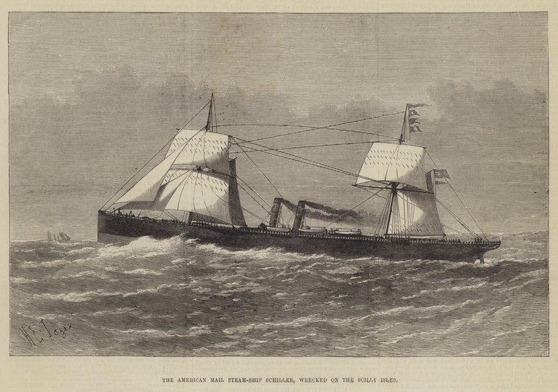 American Mail Steam-Ship Schiller, vraket på Scilly-øyene av Henry Spernon Tozer