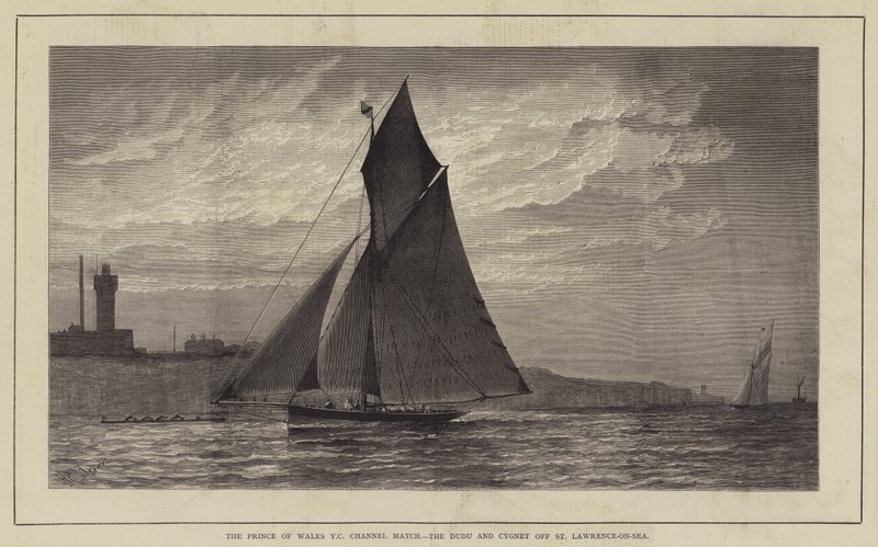 Prince of Wales Yacht Club Channel Match, Dudu og Cygnet utenfor St Lawrence-on-Sea av Henry Spernon Tozer