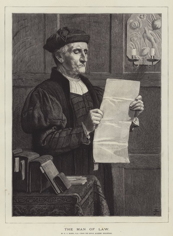 The Man of Law, fra Royal Academy Exhibition av Henry Stacey Marks