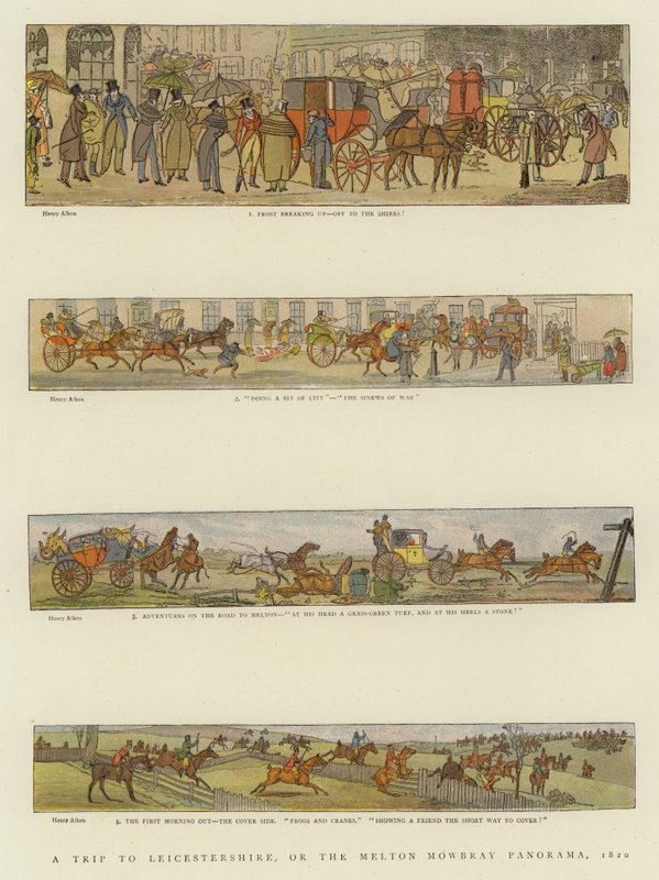 En tur til Leicestershire, eller Melton Mowbray Panorama, 1820 av Henry Thomas Alken