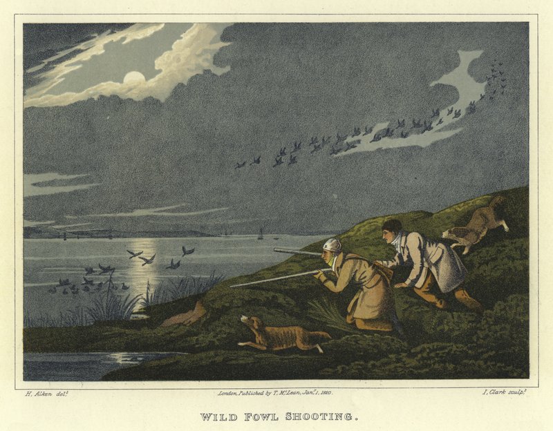 Villfuglskyting (chromolitho) av Henry Thomas Alken