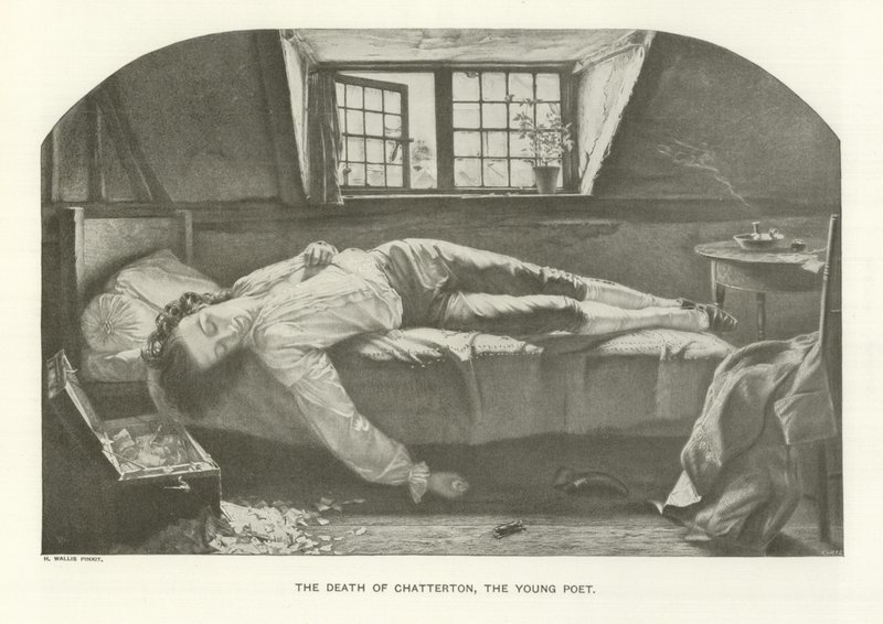 The Death of Chatterton, the Young Poet (gravyr) av Henry Wallis