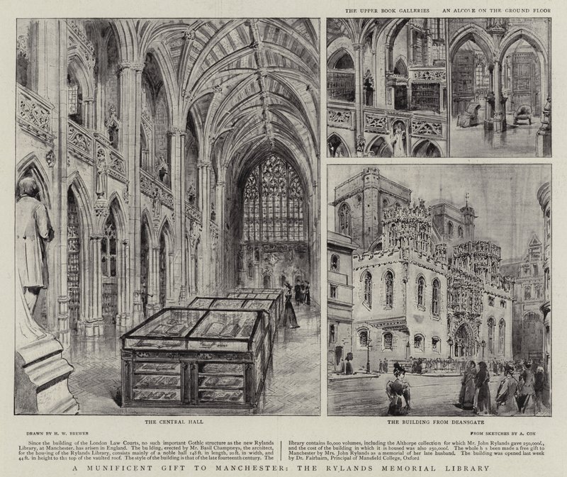 En fantastisk gave til Manchester, Rylands Memorial Library av Henry William Brewer