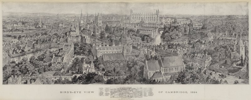 Fugleperspektiv av Cambridge, 1894 av Henry William Brewer