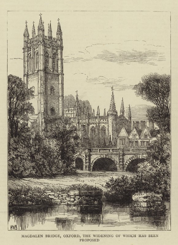 Magdalen Bridge, Oxford, hvis utvidelse er foreslått av Henry William Brewer