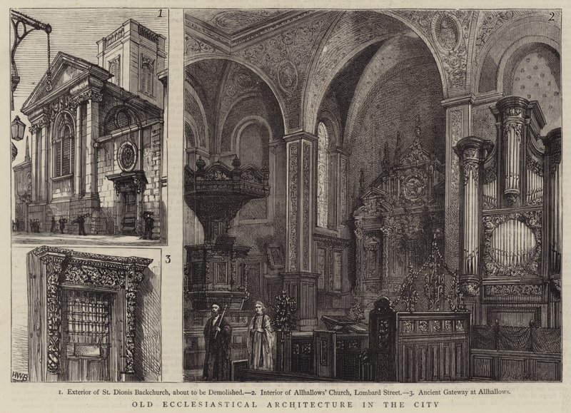 Gammel kirkelig arkitektur i byen av Henry William Brewer