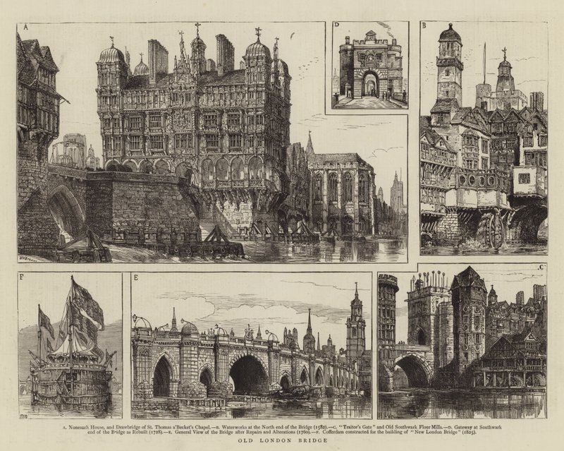 Old London Bridge av Henry William Brewer