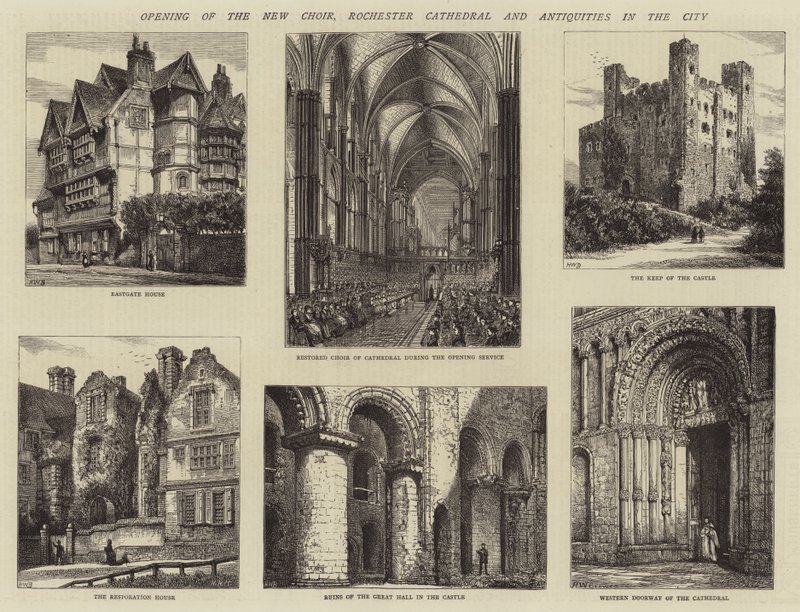 Åpning av New Choir, Rochester Cathedral and Antiquities in the City av Henry William Brewer