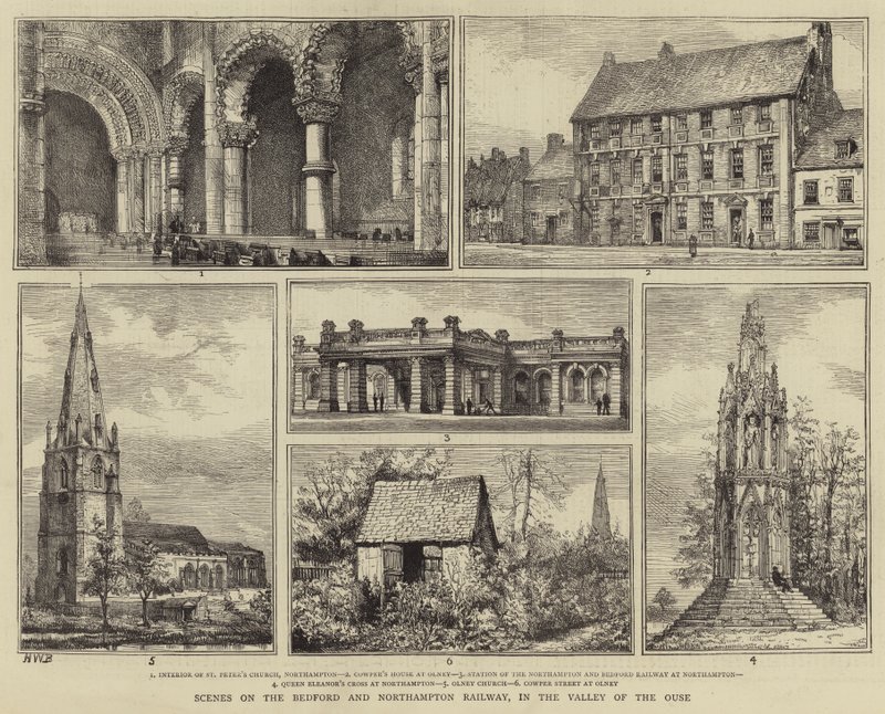 Scener på Bedford og Northampton Railway, i Valley of the Ouse av Henry William Brewer